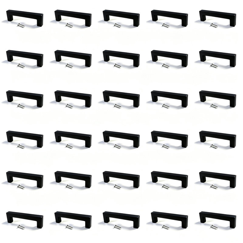 Paquet de 30 poignées d'armoire rondes en acier inoxydable noir mat moderne, poignées de bar, poignées de tiroir et poignées modèle CPMBXMO0002 Distance entre les trous: 3 3/4 po
