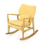 Chaise berçante élégante en bois massif avec coussin en lin