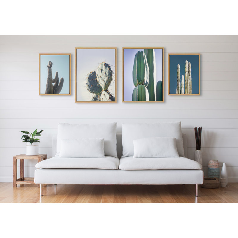 Cactus ciel, cactus pastel, cactus debout et cactus pastel de l'Arizona par Stephanie Klatt, ensemble d'art mural sur toile encadrée