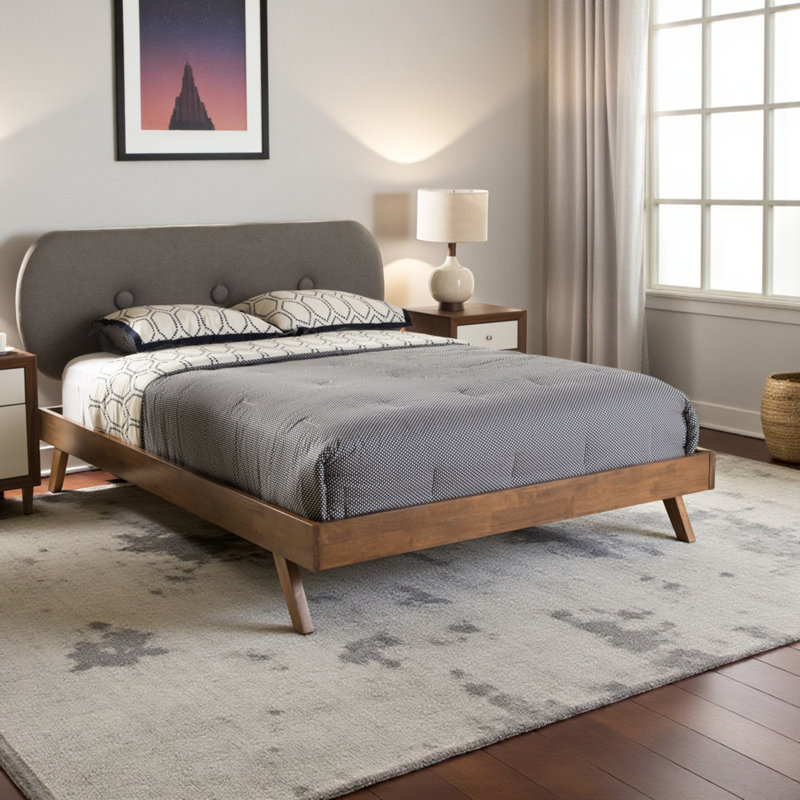 Weitzel Upholstered Platform Bed, Gray, Queen