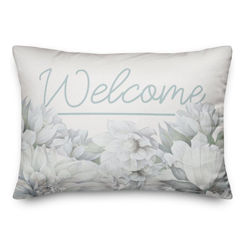 Housse de coussin rectangulaire et insert Welcome White Painted Dahlias 3