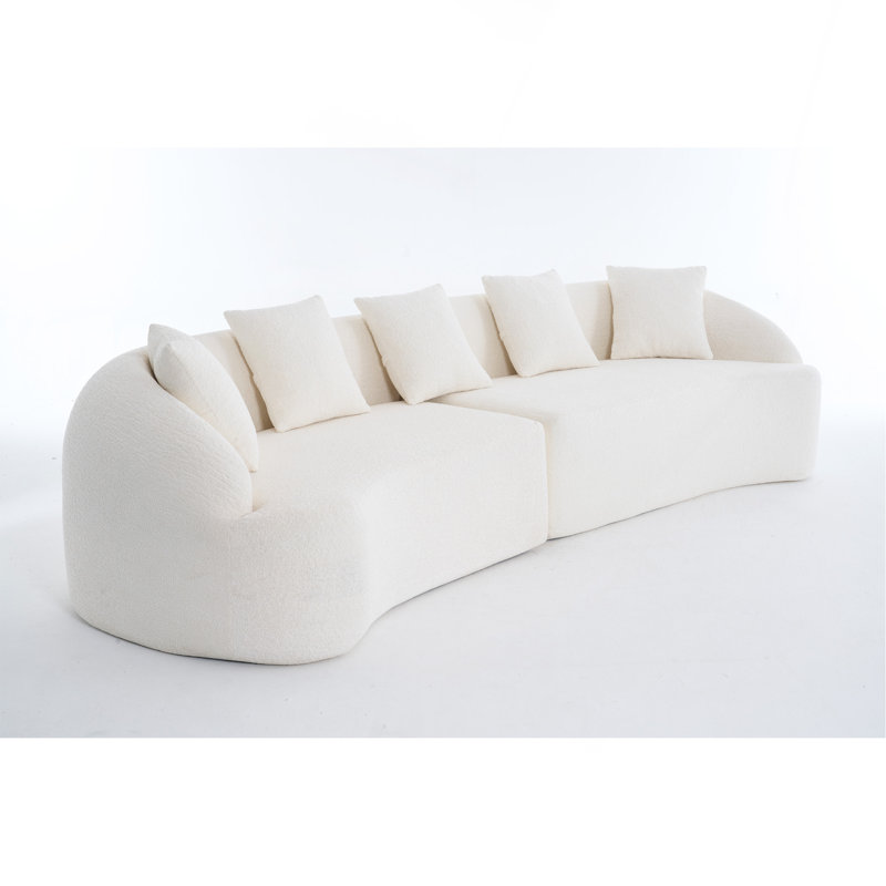 Canapé incurvé incurvé, canapé modulaire à compression de 110 po, blanc haute densité, canapé-lit pour le salon et la chambre à coucher, salon, chenille