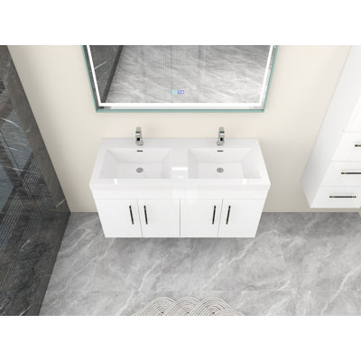 Boyu 47''Wall-mounted Double Bathroom Vanity with Acrylic Top