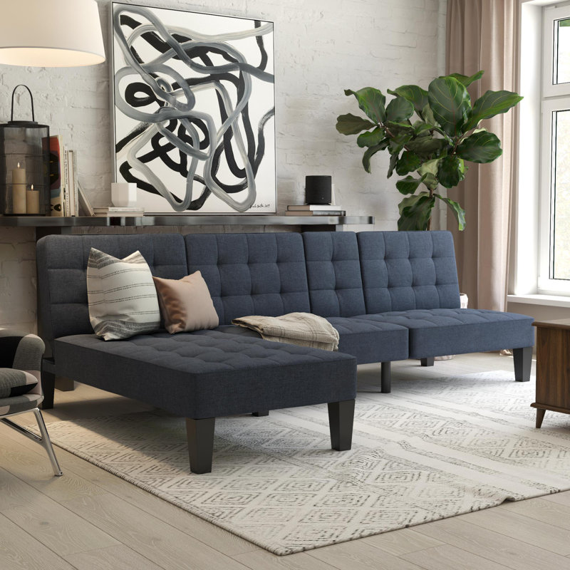 Alaira Upholstered Chaise Lounge, Blue