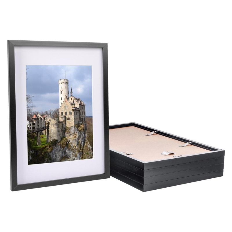 Nicola Spring - 5x Photo Frames with White A4 Mount - A3 (12" x 17") - Black