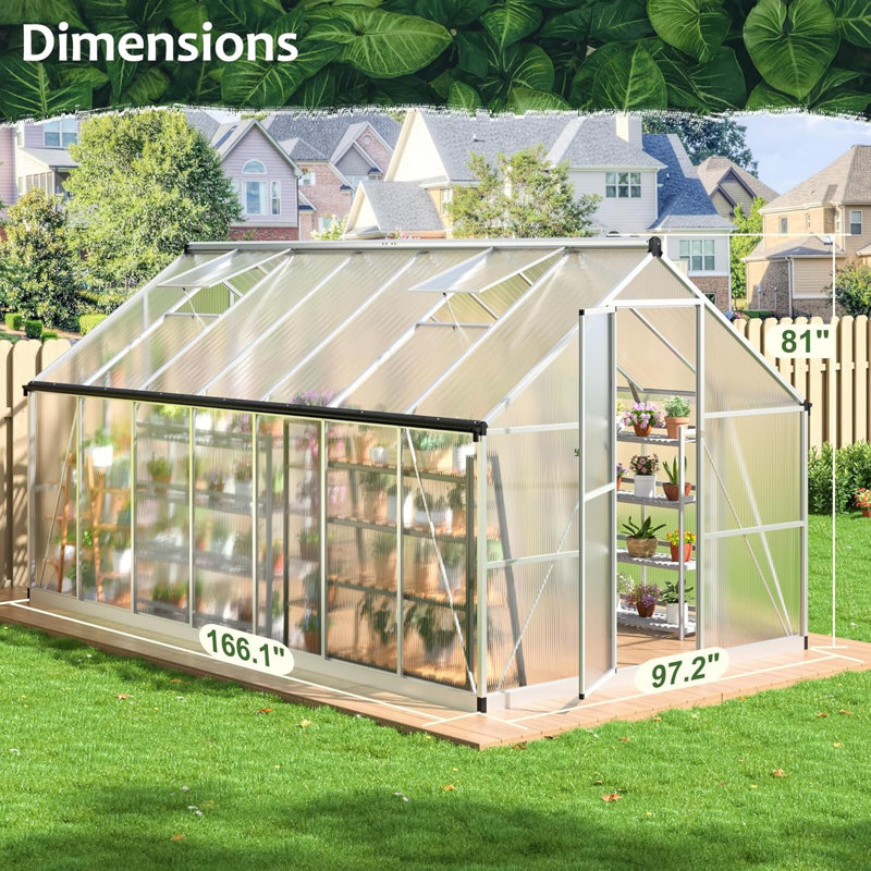 Greenhouse for Outdoors, Polycarbonate Greenhouse, Silver