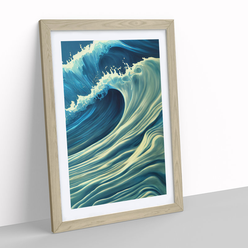 Ocean Wave No.1 - Wall Art, 34cm H x 25cm W x 2cm D, Oak  Framed