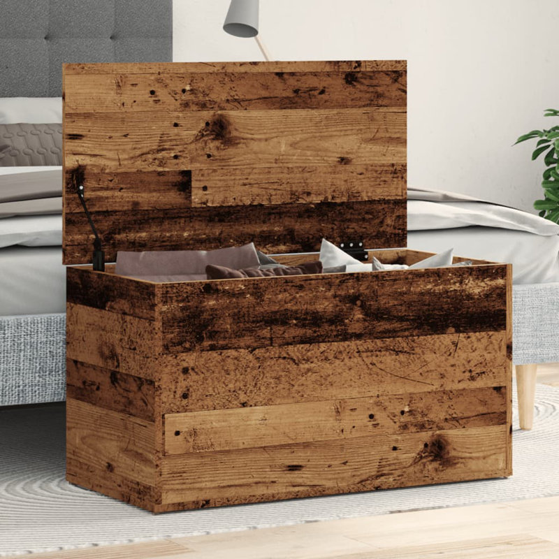 Vidaxl Storage Chest Engineered Wood, 33.1" x 16.5" x 18.1", Old Wood