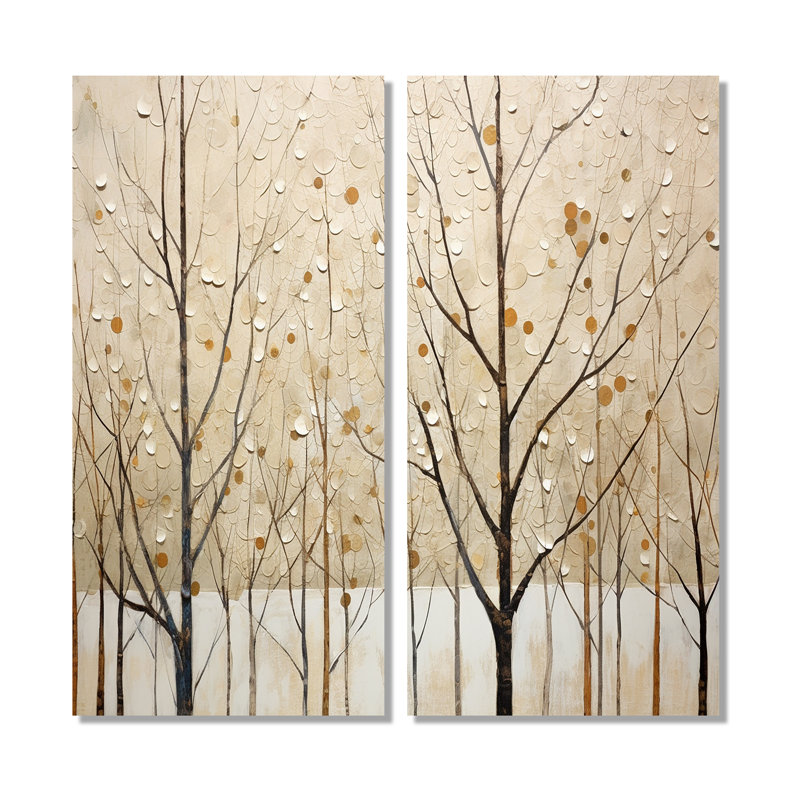 Harmonous Beige Tree Art II - Large Trees Wall Art, 32" H x 32" W, Wrapped Canvas, Does Not Apply