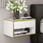 Ensemble de lit plateforme intelligent en cuir avec table de chevet moderne flottante 2 pièces Smart Suite-646294774-646294775