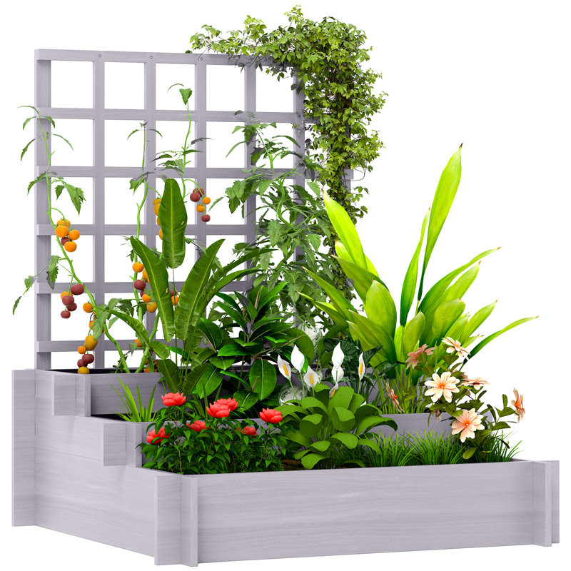 Wood Raised Garden Bed with Trellis