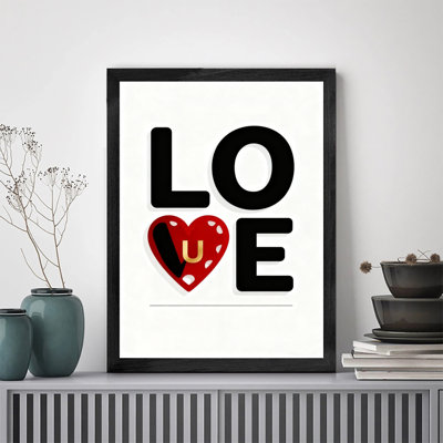 Black Framed Vintage Full of love Wall Art Retro Style Framed Prints