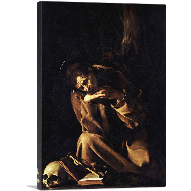 Saint François en méditation - reproduction, H 40 po x l 26 po x P 0,75 po
