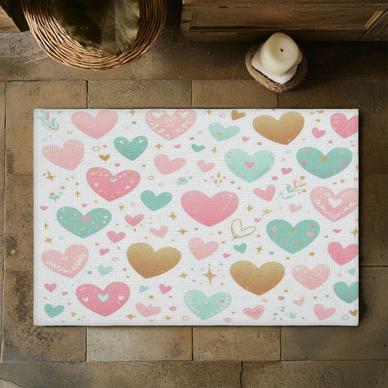 Tapis tressé Sweet Love Doodles, Rectangulaire 3 pi x 5 pi