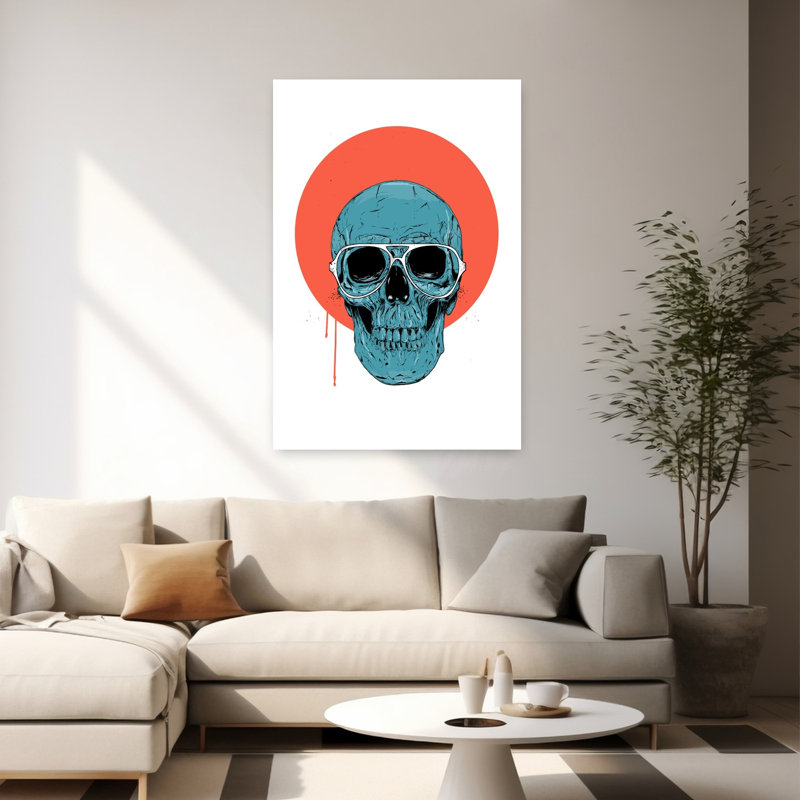 «Blue Skull Aviators Abstract Contemporary Landscape Nature», reproduction d'art murale, 60" H x 40" W
