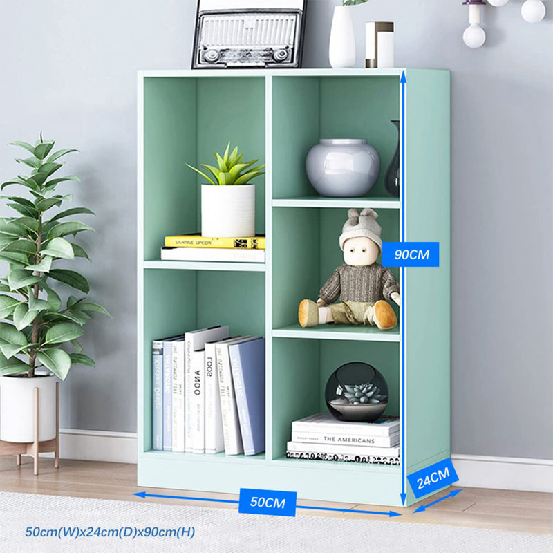 5 Cubes Short Horizontal Bookshelves, Tiffany Green