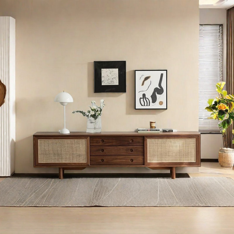Nordic style solid wood TV cabinet