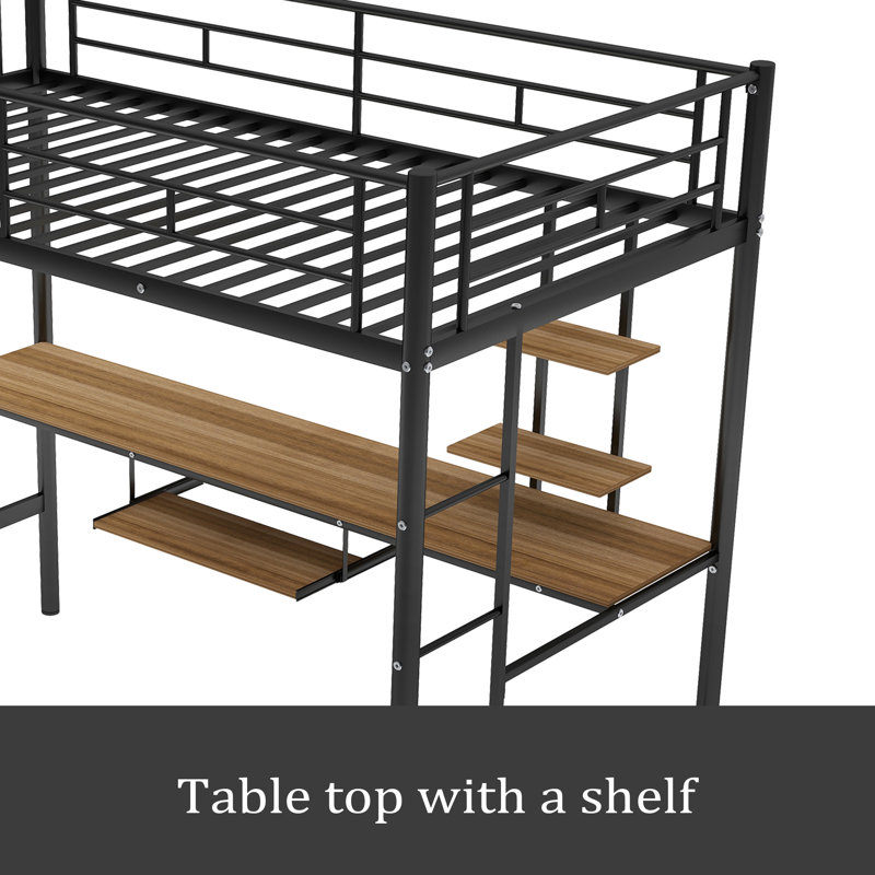 Lit mezzanine avec bureau et tablette, conception peu encombrante, simple