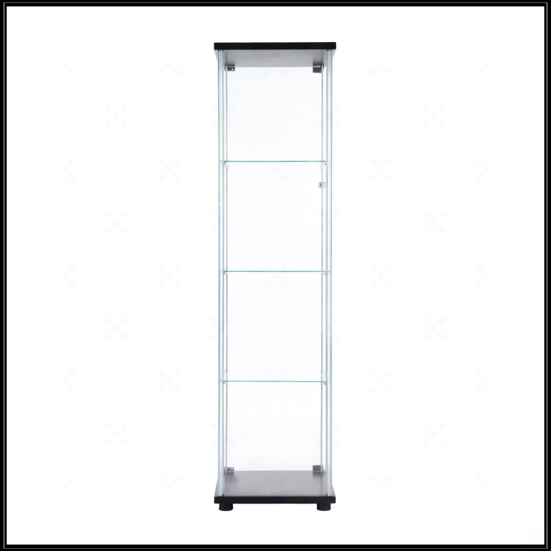 Vitrine en verre avec 4 portes et 4 tablettes, Noir