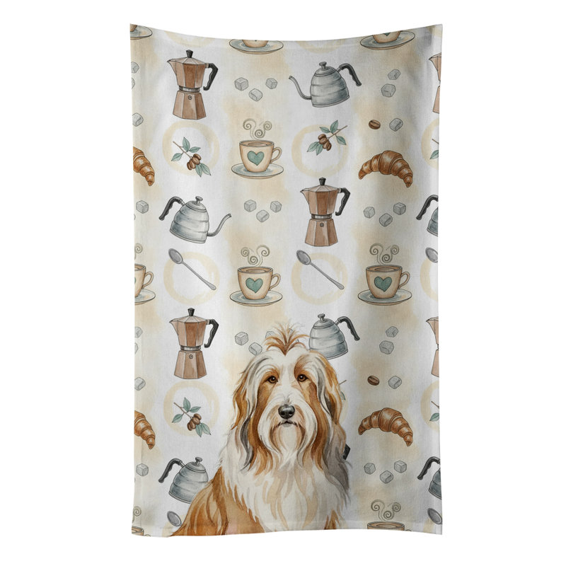 Fawn Bearded Collie Coffee Bar Kitchen Towel, Fawn Bearded Collie