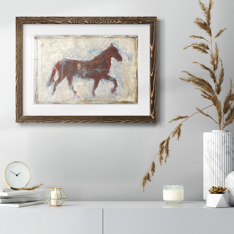 Iron Equine II - reproduction encadrée rustique avec tableau mat, Noyer, H 14 po x l 20 po