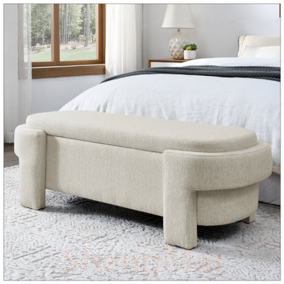 Banc rembourré en lin avec grand espace de rangement pour le salon, le vestibule et la chambre à coucher, confortable et élégant