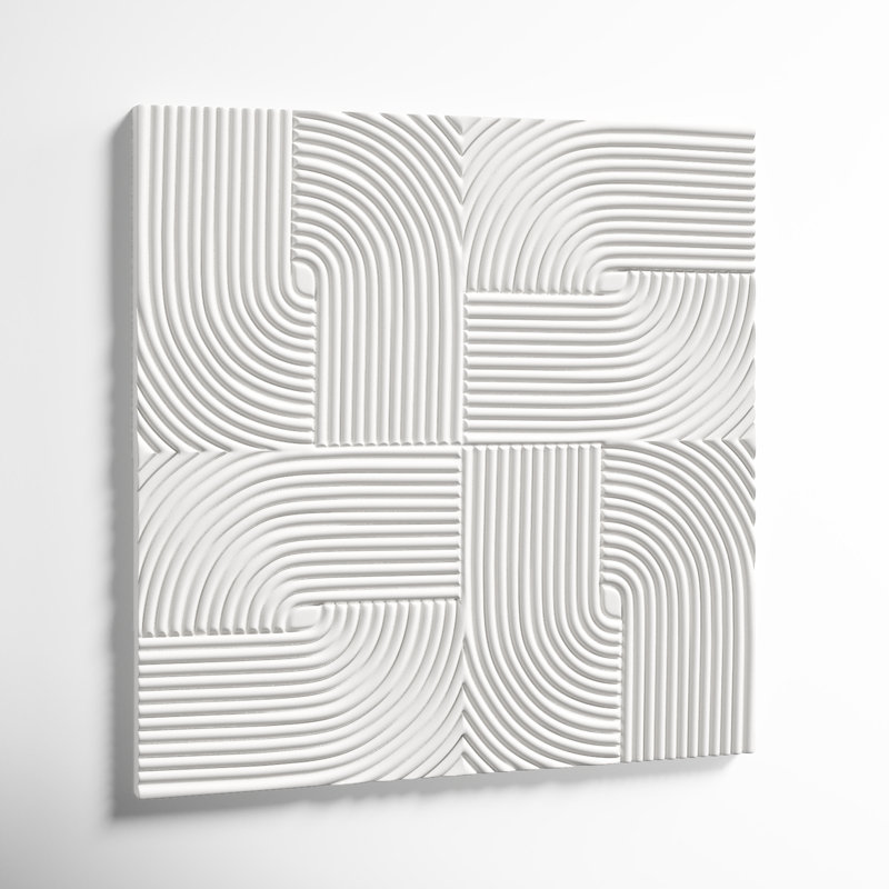 48'' White Geometric Wood Square Wall Art