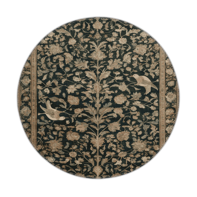Tapis d'intérieur et d'extérieur brun Persian, Rond 5 pi