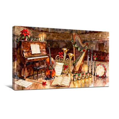 Scène des Fêtes, décorations de Noël, instruments de musique de Noël