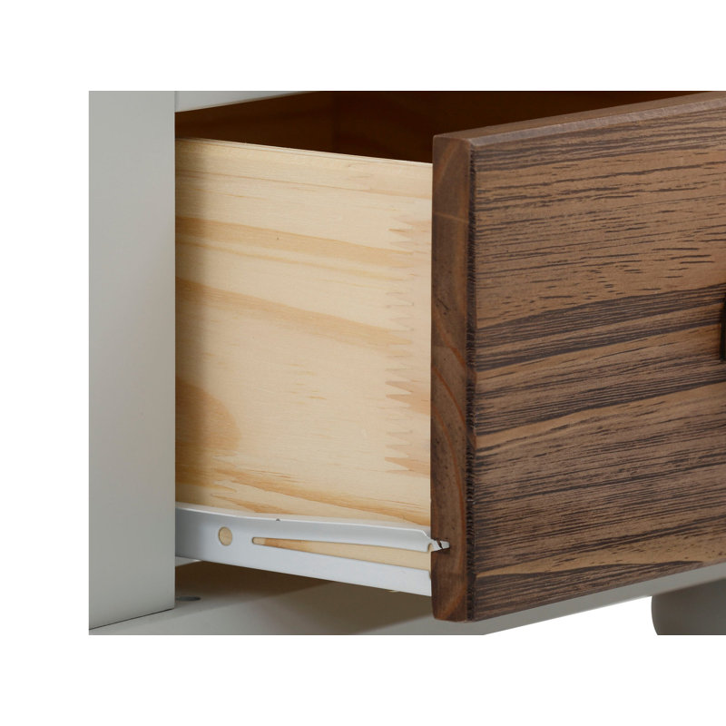 Fanchone 45cm W Solid + Manufactured Wood Bedside Table, Green/Natural