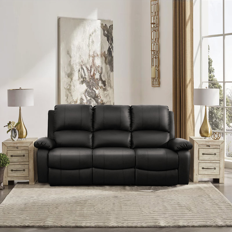 Nassir Faux Leather Living Room Set, Black