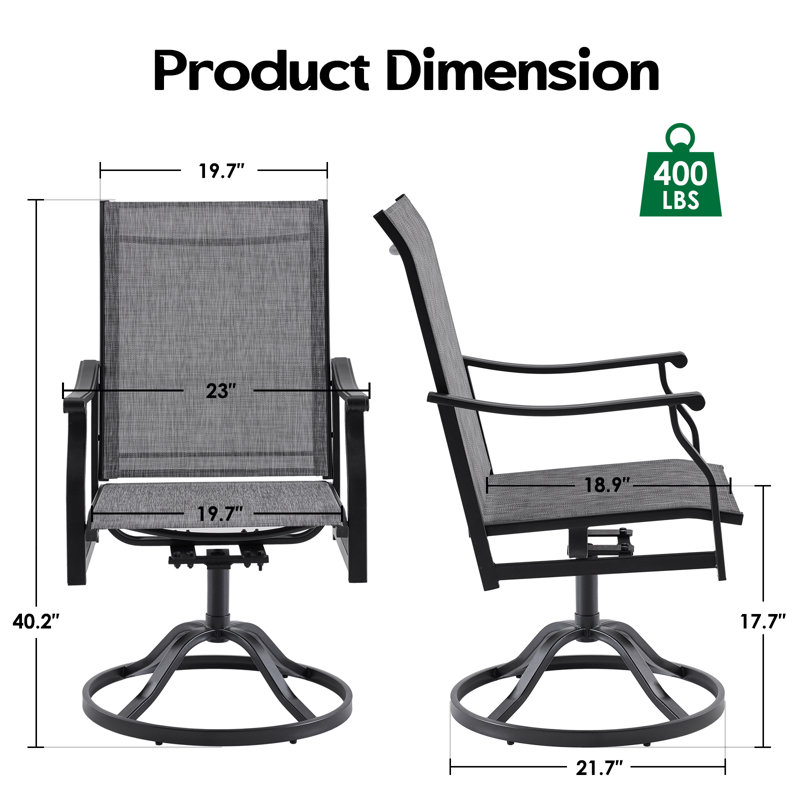 Fauteuil de patio pivotant à haut dossier, Gris