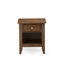 Ensemble de lit 2 pièces pour grand lit - 1 lit plateforme avec tête de lit capitonnée en tissu de lin brun capitonné et 1 table de chevet - Table de chevet au fini noyer antique-1125237270-1125237268