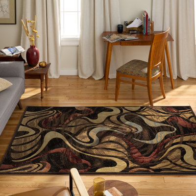 Tapis noir à motif abstrait Roclin