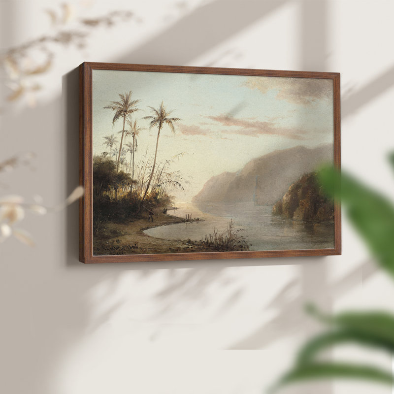 Paysages rétro-Cccix - reproduction encadrée, H 16 po x l 20 po, Noyer