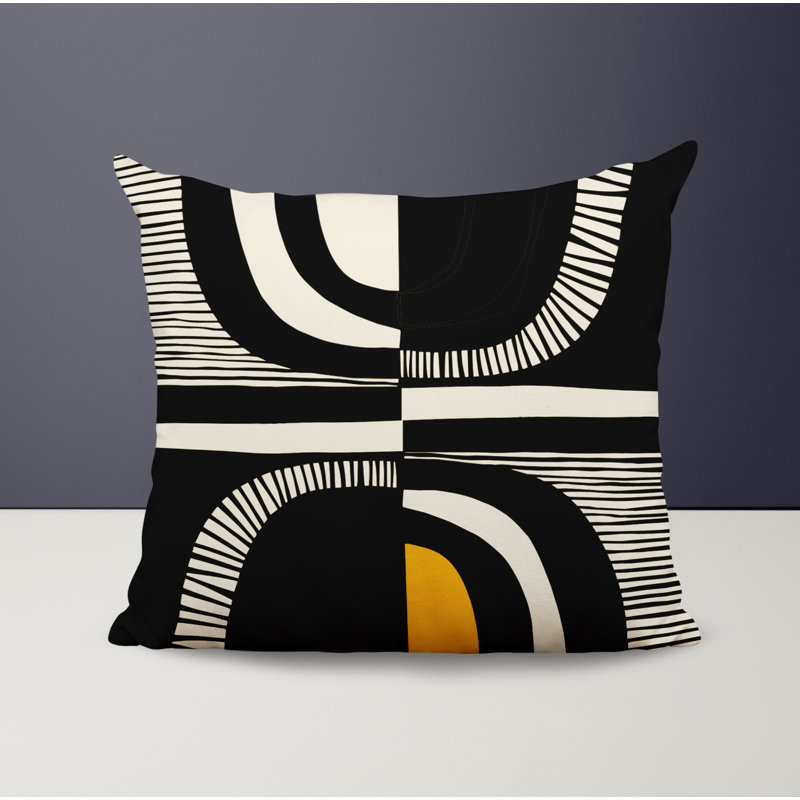 Jeté carré / extérieur en polyester Chamu, Jaune / noir, 18 po x 18 po