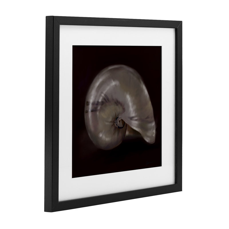 «Seashell Treasure of Sea», reproduction sous verre encadrée, design par Mary Sparrow, H 13 po x l 13 po, Cadre noir minuit