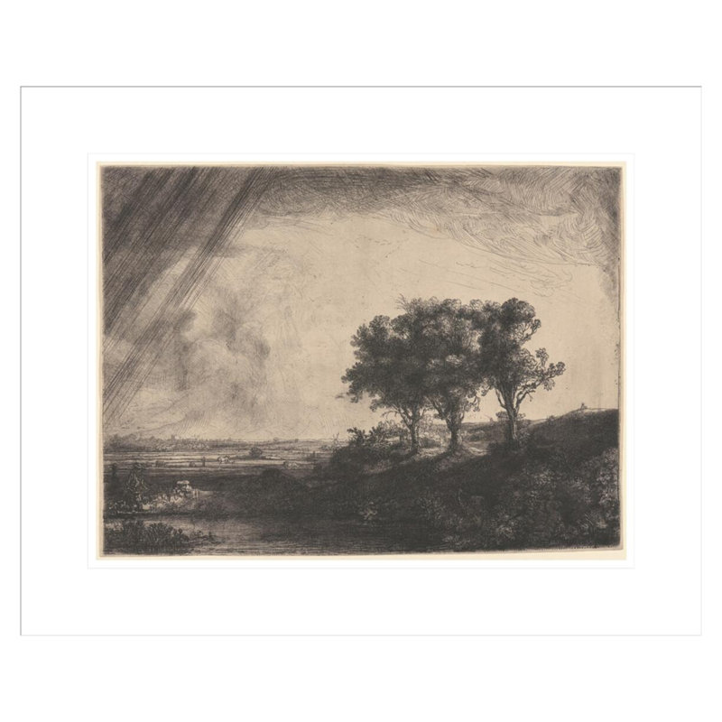 «The Three Trees» par Rembrandt van Rijn - Estampe numérique encadrée, H 17,75 po x l 21,71 po