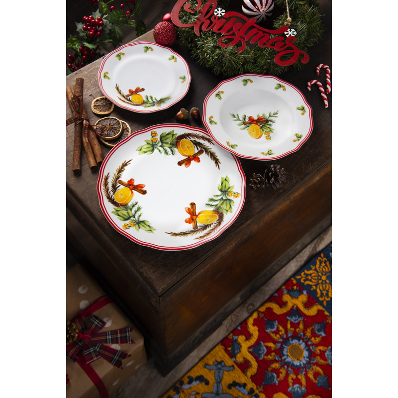 Cinnamon Piece Porcelain Dinnerware Set - Service for 6