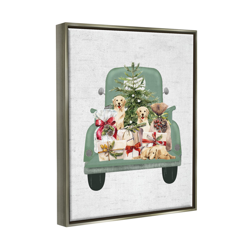 Camion-cadeau des Fêtes, Cadre flottant gris lustré, H 31 po x l 25 po x P 1,7 po