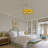 20" Caged Mid Century Tiffany Ceiling Fan with Light and Remote, Stained Acrylic Shade for Bedroom