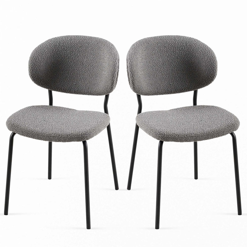 Boucle Fabric Dining Chairs, Gray