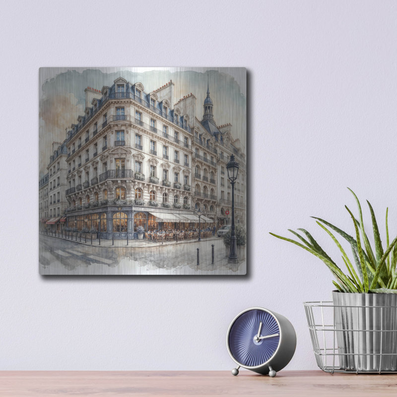 «Hotel In Paris» par Rey Klimt, art mural en métal, H 12 po x l 12 po