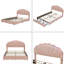 Structure de lit double pleine grandeur à DEL intelligente avec 2 tiroirs de rangement et tête de lit à deux pétales chic, lit plateforme avec lumière DEL intelligente pour les filles, aucun sommier nécessaire, rose