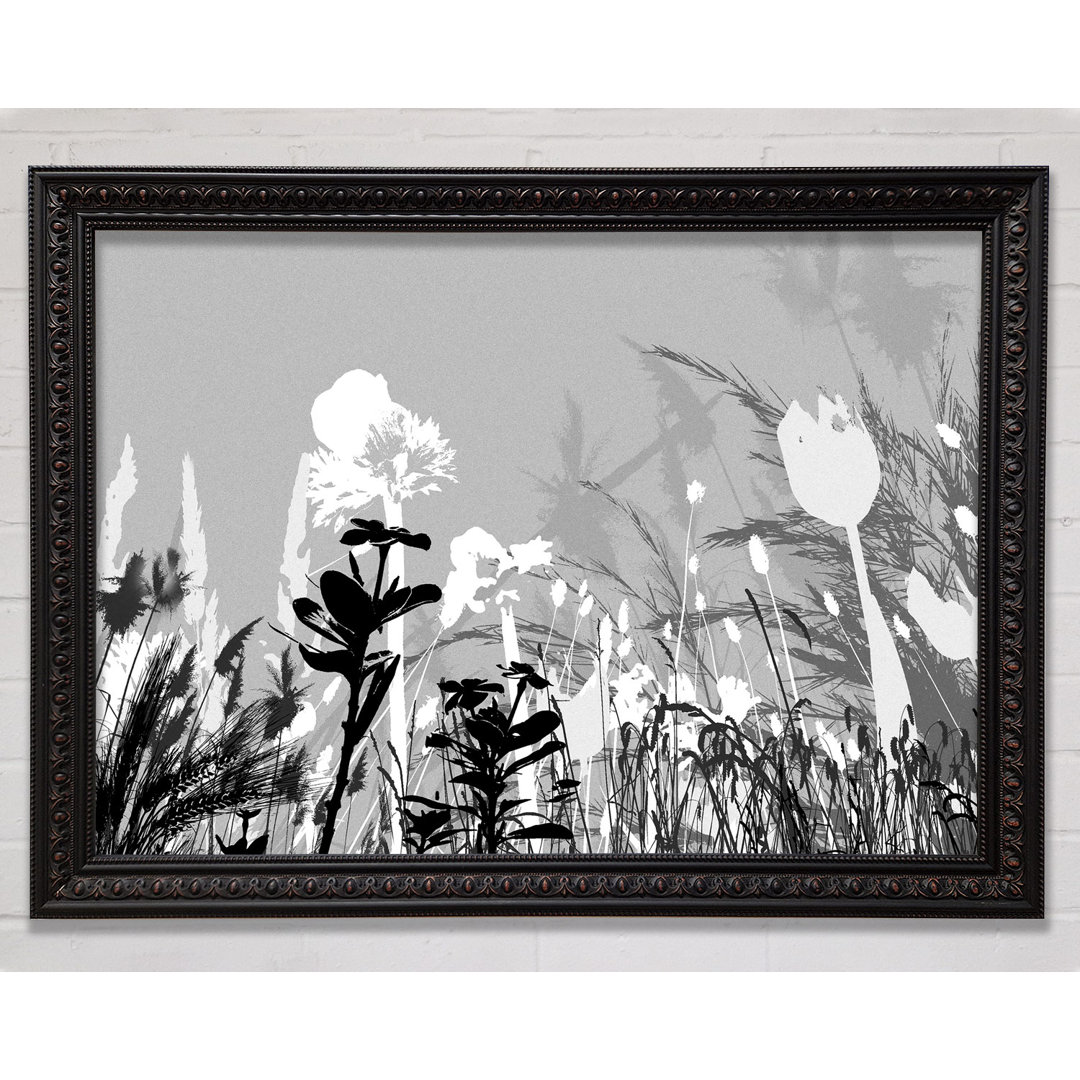 Gerahmtes Leinwandbild Silver Splash Flowers