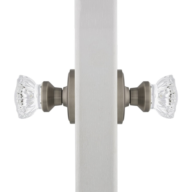 Classic Rosette with Crystal Door Knob, Antique Pewter
