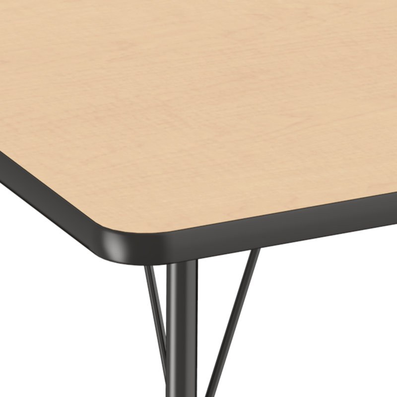 Table d'activités 60 "x 60" à moulures en T avec pieds réglables, Érable / noir, Roulement pivotant standard