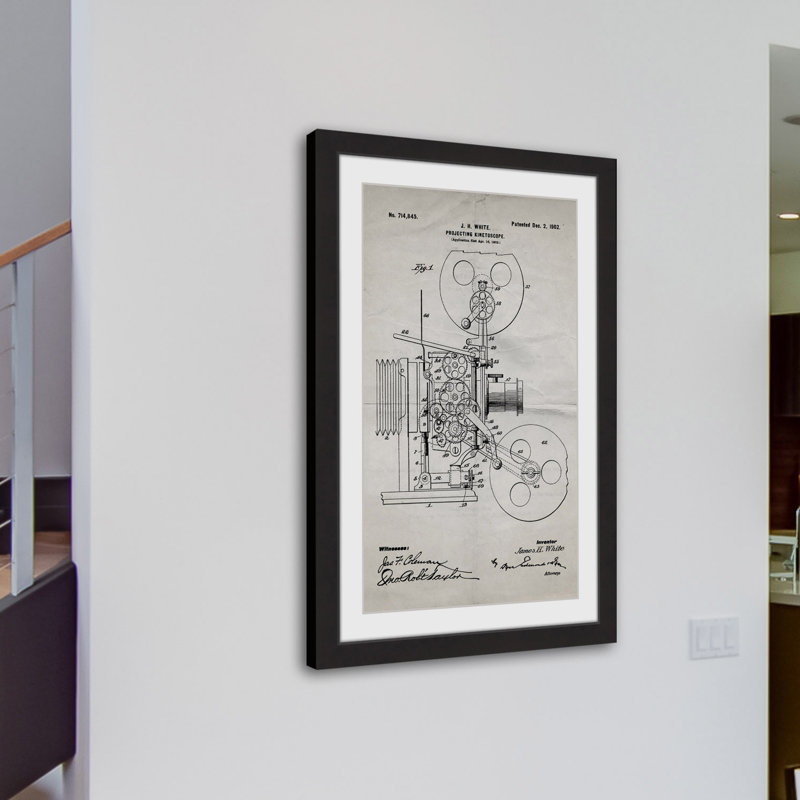 « projecteur 1902 old paper » par steve king, reproduction d’art encadrée, H 36 po x l 24 po x P 1,5 po