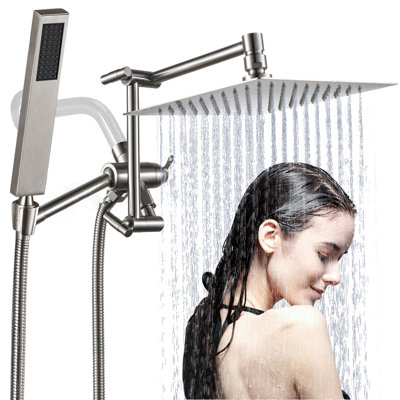 All Metal 8 Inch  Rain Shower Head With Handheld Combo For California