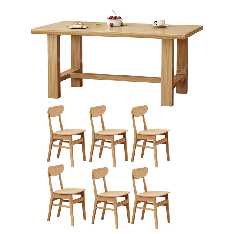 Solid wood solid large table set, Burlywood, 29.52"H x 62.99"L x 33.46"W